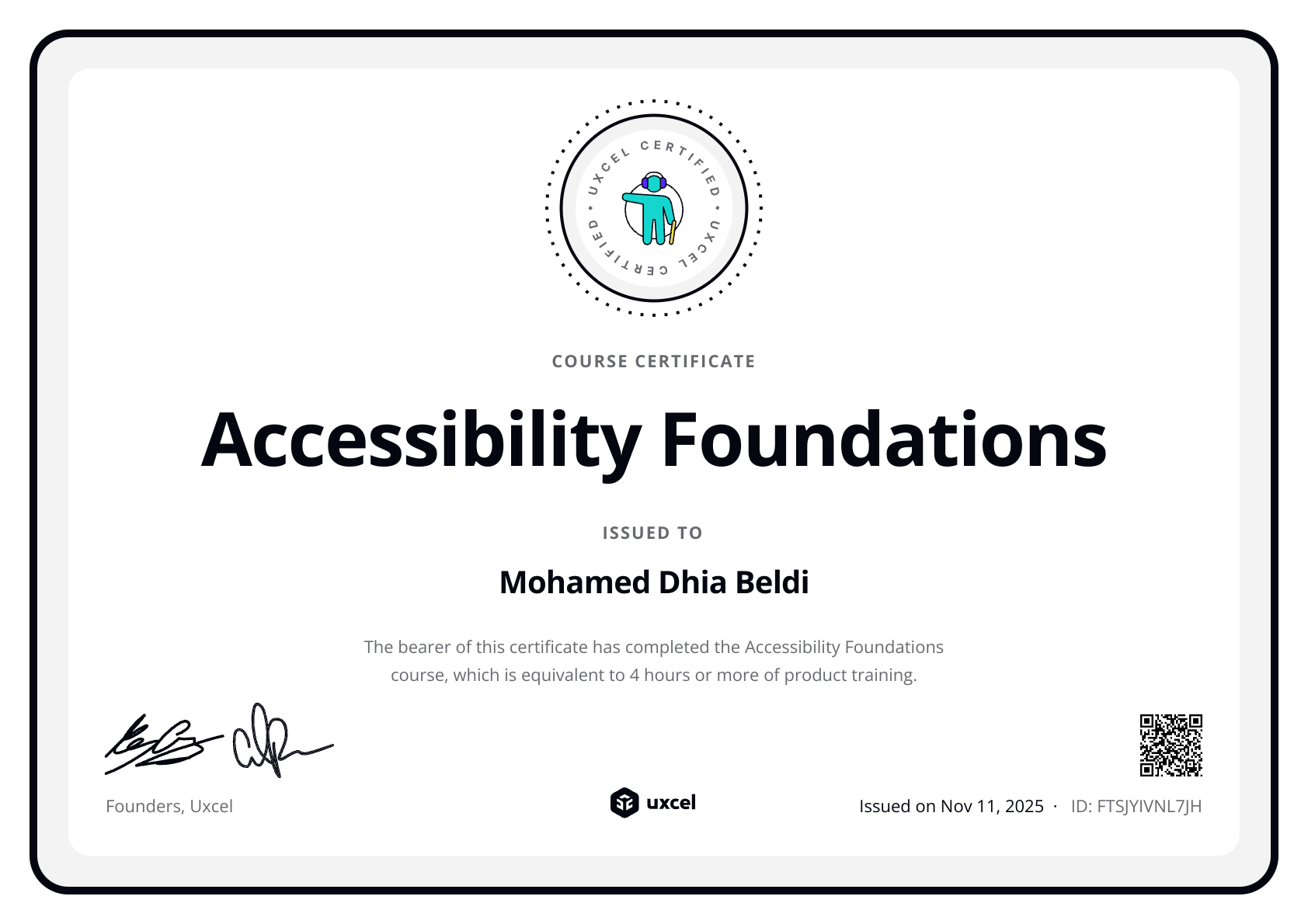 Mohamed Dhia Beldi's certificate